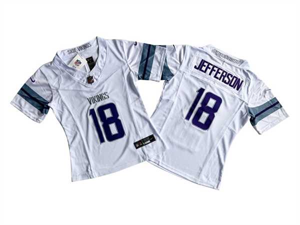 Womens Minnesota Vikings #18 Justin Jefferson White 2024 F.U.S.E Winter Warrior Limited Jersey(Run Small)->women nfl jersey->Women Jersey